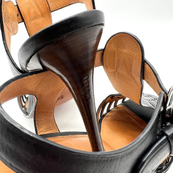 COACH Izzy Woven Leather Heel Sandal T Strap Womens 8 Black Ankle Strap Classic - Picture 9 of 13